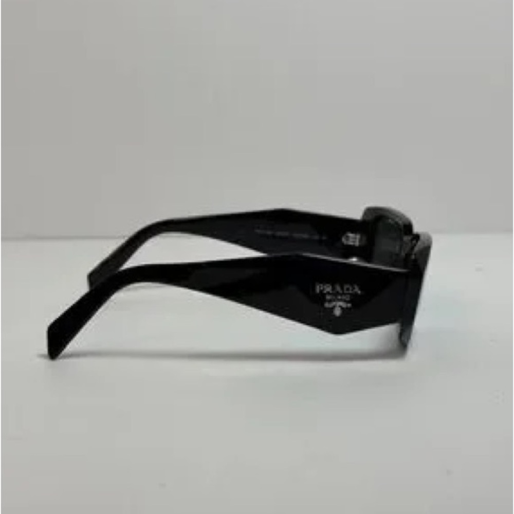 Prada SPR 17W Symbole Sunglasses in Black Acetate with Geometric Triangle Temple - Picture 8 of 10